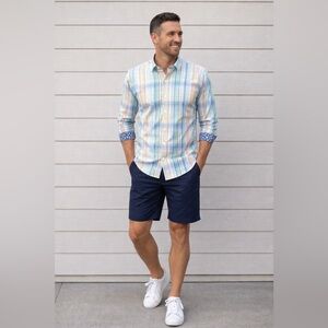 Tommy Bahama Men’s Multicolor Long Sleeve Button Down Floral Cuffs Excellent